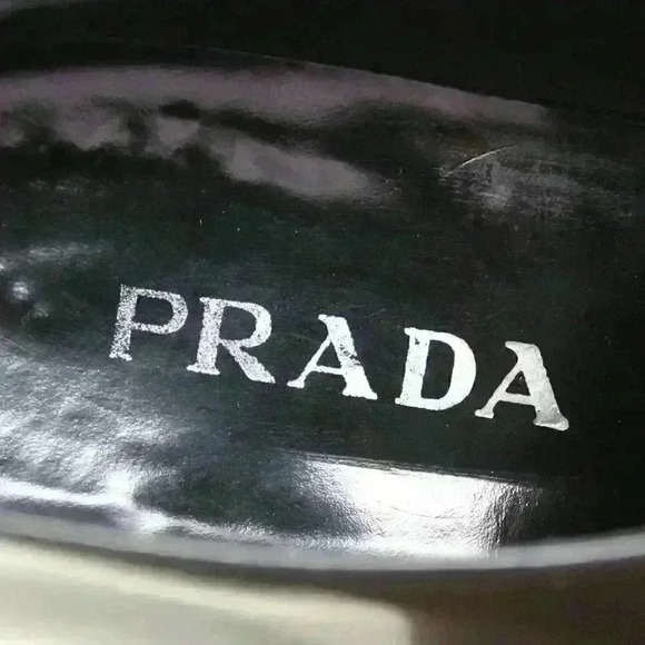 Prada Men’s Black Leather Oxford Square Toe Lace Up Shoes Size US 10.5Authentic - Picture 8 of 11